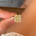 S925 5.0Ct Radiant Cut Yellow Stone Engagement Ring Travel Ring In Sterling Silver