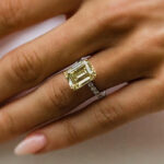 S925 3.5Ct Emerald Cut Yellow Two-Tone Engagement Ring In Sterling Silver - Image 2