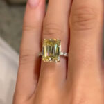 S925 3.5Ct Emerald Cut Yellow Two-Tone Engagement Ring In Sterling Silver