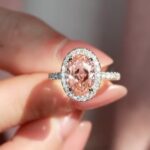 S925 4.0Ct Halo Oval Cut Pink Engagement Ring For Women In Sterling Silver