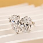 S925 Toi et Moi Oval Cut & Pear Cut Engagement Ring Travel Ring - Image 4