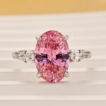 S925 4.0 Carat Oval Cut Pink Stone Engagement Ring In Sterling Silver - Image 3