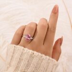 S925 4.0 Carat Oval Cut Pink Stone Engagement Ring In Sterling Silver - Image 2