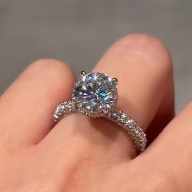 ER1706PMSS-1-1756897254 S925 Moissanite 2.0Ct Round Cut Engagement Ring In Sterling Silver - Image 1