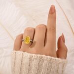 S925 5.0 Carat Yellow Stone Elongated Cushion Cut Engagement Ring In Sterling Silver - Image 2