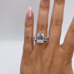 S925 5.0Ct Emerald Cut Engagement Ring Travel Ring In Sterling Silver - Image 2