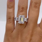S925 5.0Ct Emerald Cut Engagement Ring Travel Ring In Sterling Silver