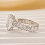 S925 5.0Ct Radiant Cut Hidden Halo Half Engagement Ring In Sterling Silver - Image 5