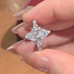 S925 4.0Ct Marquise Cut White Stone with Round & Marquise Cut Side Stone Engagement Rings - Image 2