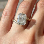 S925 4.0Ct Cushion Cut Solitaire Engagement Ring In Sterling Silver