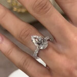S925 Elegant 5.0Ct Pear Cut Engagement Ring For Women In Sterling Silver