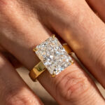 S925 7.0Ct Radiant Cut Wide Band Engagement Ring For Woman