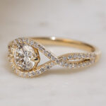 S925 Moissanite Halo 1.2Ct Round Cut Yellow Gold Engagement Ring - Image 3