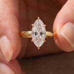 S925 Moissanite Solitaire 3.0Ct Marquise Cut Yellow Gold Engagement Ring