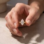 S925 Moissanite Solitaire 3.0Ct Marquise Cut Yellow Gold Engagement Ring - Image 2