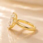 S925 Moissanite Solitaire 3.0Ct Marquise Cut Yellow Gold Engagement Ring - Image 5