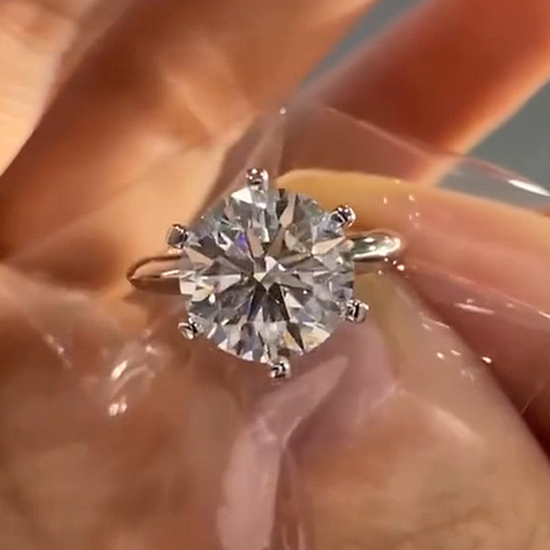 ER274PMSS S925 Moissanite Classic 2.0~3.0Carat Round Cut Engagement Ring - Image 1