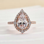 S925 3.0 Carat Stunning Halo Pear Cut Elegant Engagement Ring In Sterling Silver - Image 14