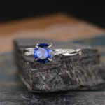S925 Classic Twist 1.25 Carat Round Cut Blue Sapphire Engagement Ring For Her In Sterling Silver - Image 2