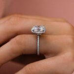 S925 Luxurious Halo Cushion Cut Sona Simulated Diamond Engagement Ring In Sterling Silver - Image 2