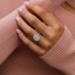 S925 Luxurious Halo Cushion Cut Sona Simulated Diamond Engagement Ring In Sterling Silver - Image 3