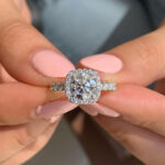 S925 Stunning Halo Round Cut Simulated Diamond Engagement Ring In Sterling Silver