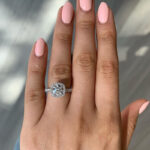 S925 Stunning Halo Round Cut Simulated Diamond Engagement Ring In Sterling Silver - Image 2
