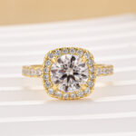 S925 Stunning Halo Round Cut Simulated Diamond Engagement Ring In Sterling Silver - Image 10