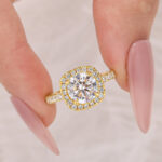 S925 Stunning Halo Round Cut Simulated Diamond Engagement Ring In Sterling Silver - Image 8