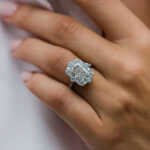 S925 Gorgeous Halo Radiant Cut Simulated Diamond Engagement Ring In Sterling Silver