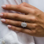 S925 Gorgeous Halo Radiant Cut Simulated Diamond Engagement Ring In Sterling Silver - Image 2