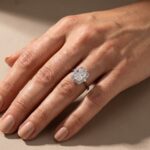 S925 Stunning Halo Radiant Cut Simulated Diamond Engagement Ring In Sterling Silver - Image 2