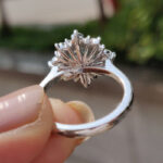 S925 Cyan Blue Moissanite Snowflake Design 2.0 Carat Halo Round Cut Engagement Ring - Image 6