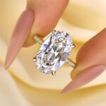 S925 Luxurious 8.0Ct Two-Tone Oval Cut Engagement Ring In Sterling Silver