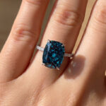 S925 Montana Blue Yoga Sapphire Cushion Cut Exclusive Engagement Ring