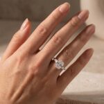 S925 Exquisite White Gold Cushion Cut Three Stone Engagement Ring In Sterling Silver - Image 3