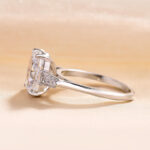 S925 Exquisite White Gold Cushion Cut Three Stone Engagement Ring In Sterling Silver - Image 5
