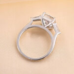 S925 Exquisite White Gold Cushion Cut Three Stone Engagement Ring In Sterling Silver - Image 6