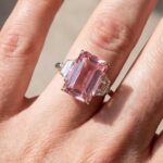 S925 Gorgeous Emerald Cut Morganite Pink Three Stone Engagement Ring In Sterling Silver