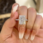 S925 Classic 7.0CT Big Radiant Cut Simulated Diamond Engagement Ring For Women