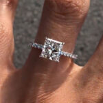 S925 Maxine Moissanite 2.0~3.0 Carat Square Princess Cut Engagement Ring