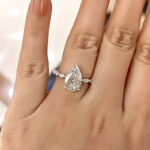 S925 Sparkle Pear Cut Sona Simulated Diamond Engagement Ring In Sterling Silver