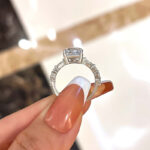 S925 Sparkle Pear Cut Sona Simulated Diamond Engagement Ring In Sterling Silver - Image 3