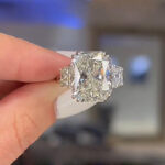 S925 Luxurious Radiant Cut Three Stone Women's Engagement Ring In Sterling Silver - Image 5