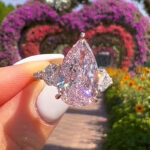 S925 Gorgeous Pear Cut Pink &Yellow Sapphire Three Stone Engagement Ring