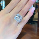 S925 Luxurious Crushed Ice Hybrid Radiant Cut Three Stone Engagement Ring In Sterling Silver - Image 2
