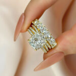 S925 3PC Wedding Ring Set 4.5 Carat Cushion Cut Engagement Rings With Criss Cross Wedding Band & Eternity Wedding Band - Image 5