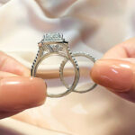 S925 Maxine Split Shank 2PC 3.5Carat Emerald Cut Wedding Ring Set in Sterling Silver - Image 3