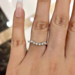 S925 Unique Half Round & Marquise Cut Wedding Band In Sterling Silver