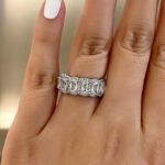 S925 Luxurious Halo Cushion Cut Wide Wedding Band For Women In Sterling Silver - Image 4